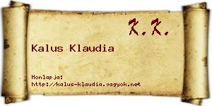 Kalus Klaudia névjegykártya